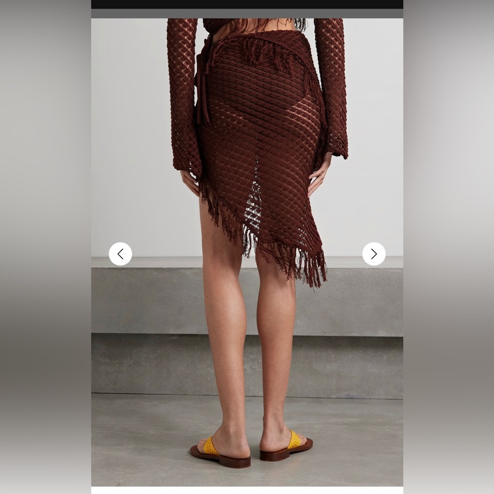 Crochet Fringe Swim Sarong — Brown - Picture 3 of 7